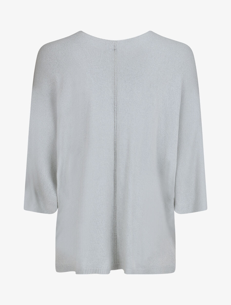 Pull fin à motif trois fleurs - Gris - 2