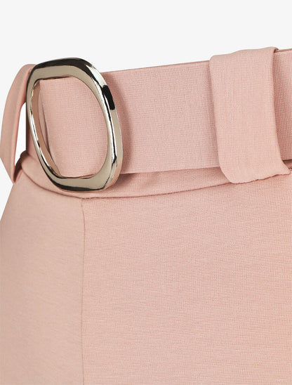 Pantalon droit taille haute uni - Rose pâle - 3