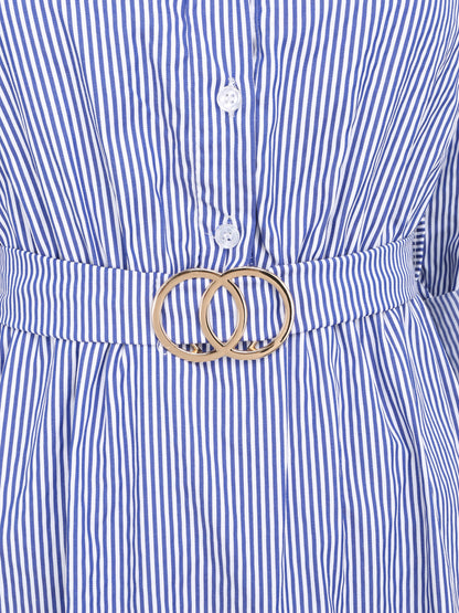 Tunique empire rayée à manches retroussables - Bleu foncé - 3