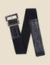 Ceinture croco à boucle carrée - Noir - 1