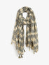 Foulard à imprimé graphique irisé et pampilles - Beige - 1
