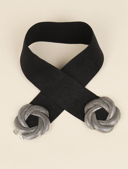 Ceinture irisée à boucles arrondies style fleur - Noir - 1