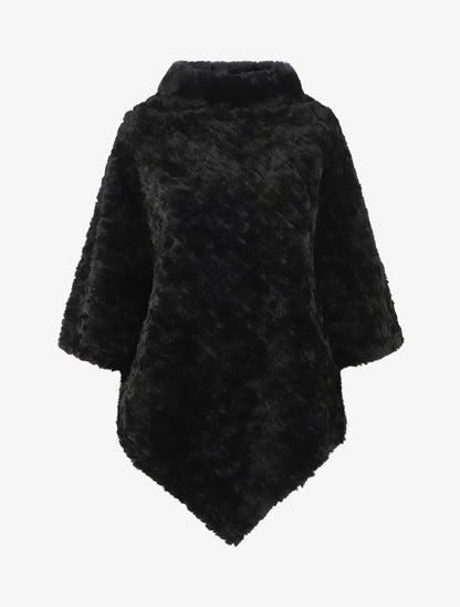 Poncho uni effet angora - Noir - 4