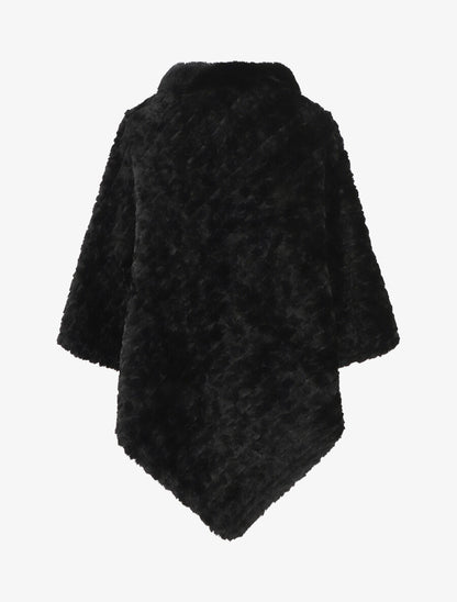 Poncho uni effet angora - Noir - 2