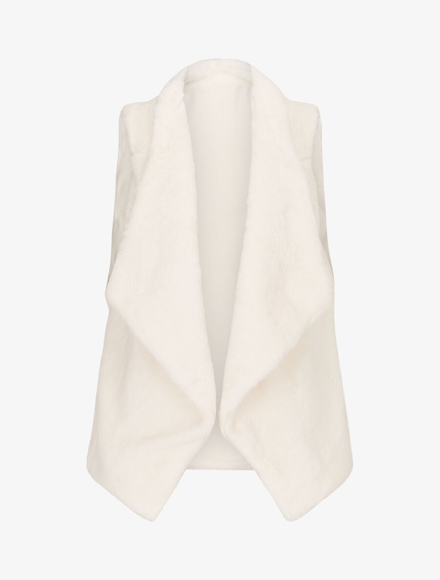 Gilet sans manches en fourrure synthétique - Écru - 4