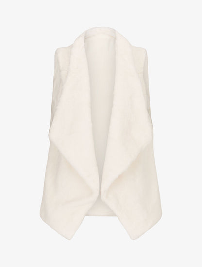 Gilet sans manches en fourrure synthétique - Écru - 4