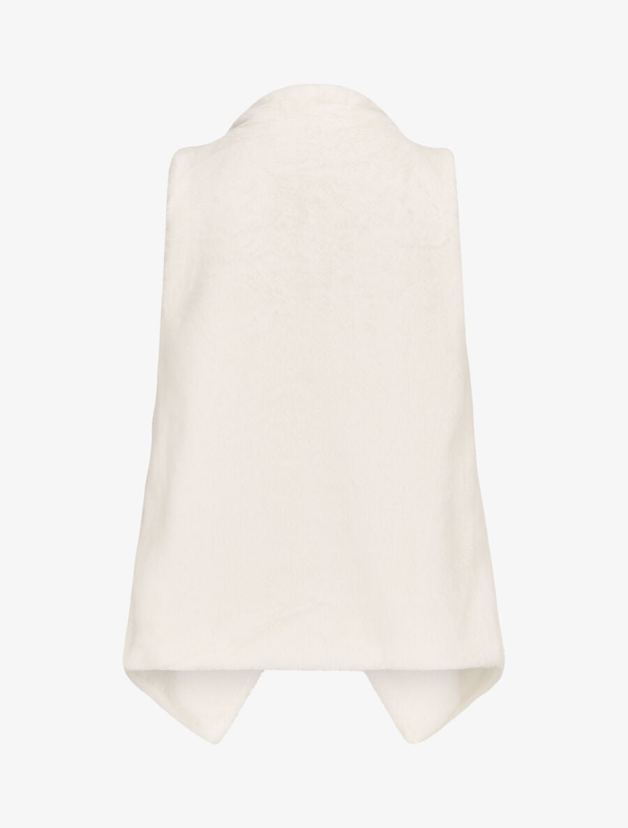 Gilet sans manches en fourrure synthétique - Écru - 2
