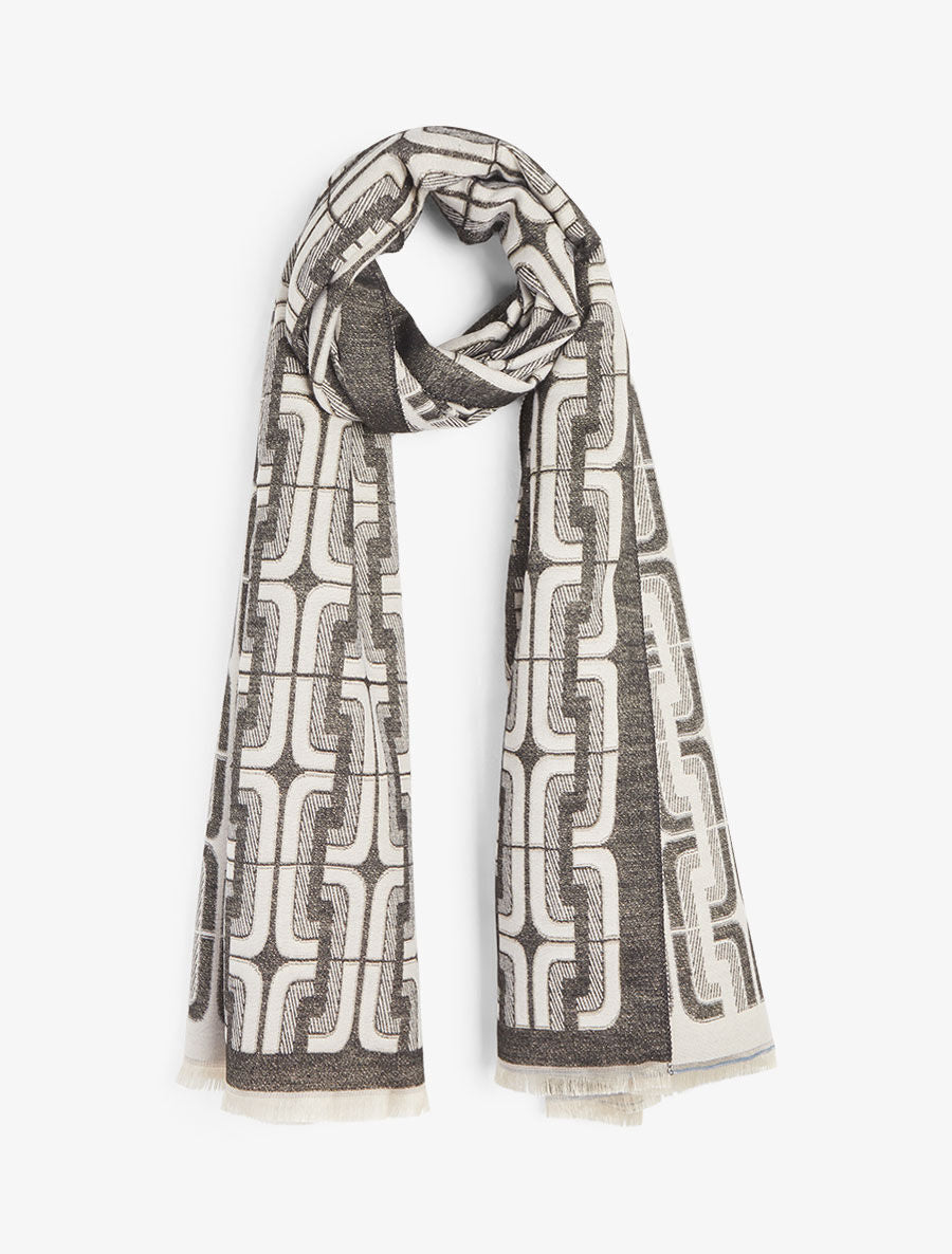 Echarpe imprimé carrés stylisés - Noir - 4