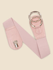 Ceinture croco à boucle ronde - Rose - 1