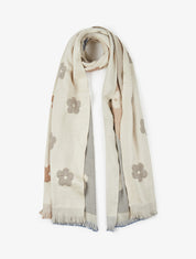 Echarpe à motif fleurs - Beige - 1