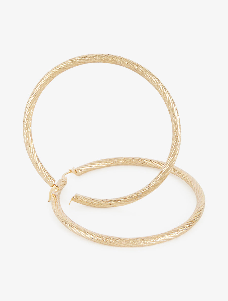 Grandes créoles texturées - Or - 3