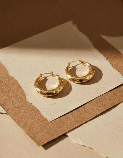 Créoles effet martelé - Or - 1