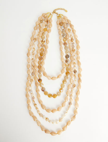 Sautoir à perles en résine - Beige - 2