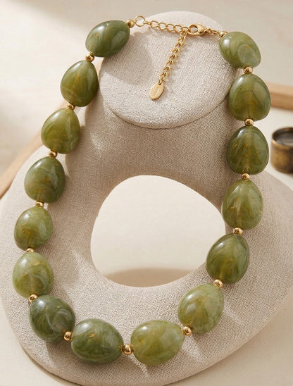 Collier à perles en résine - Vert - 1