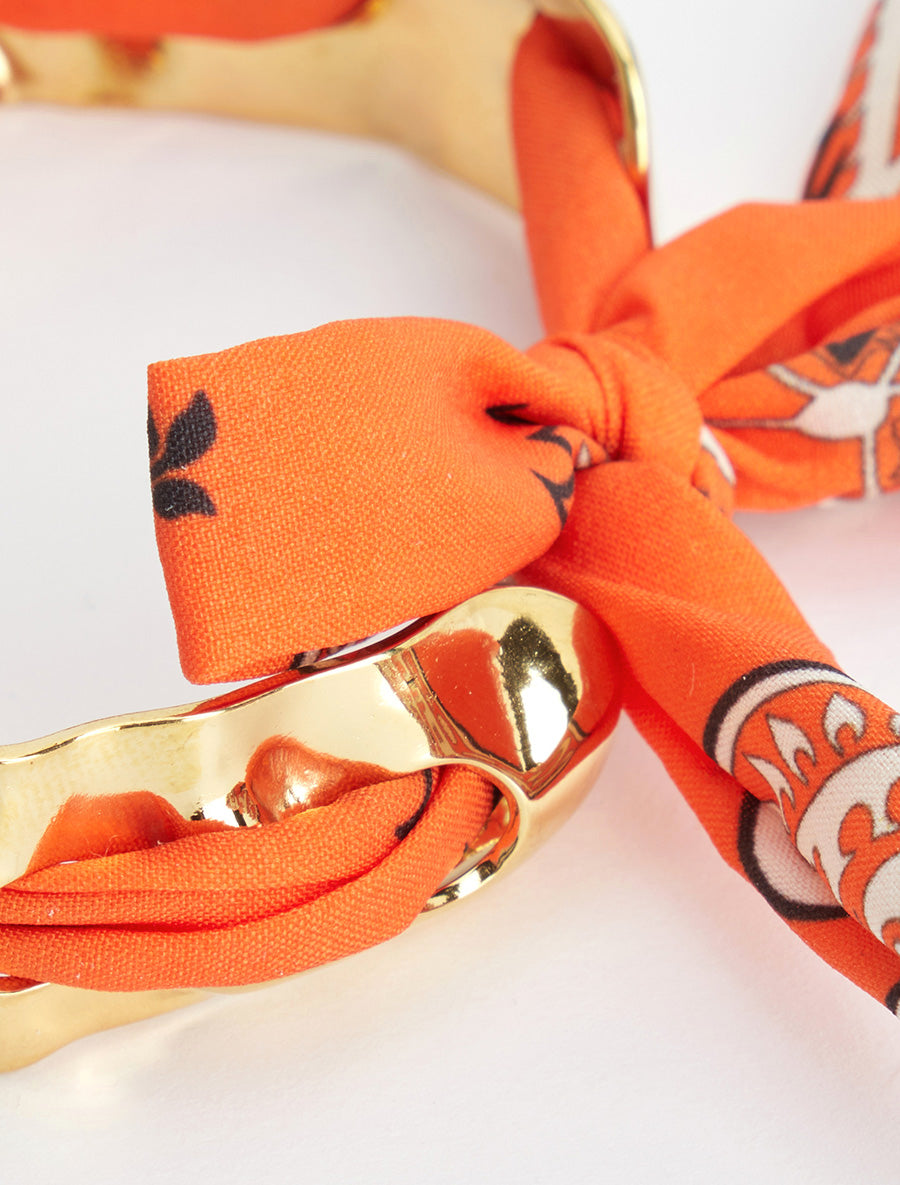 Jonc martelé à lien décoratif style bandana - Orange - 3