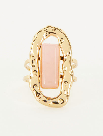 Bague ajustable à pierre colorée - Rose - 3
