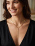 Collier lasso en maille fantaisie - Or - 1