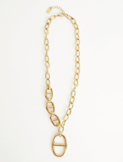 Collier en maille à pendentif stylisé - Or - 2