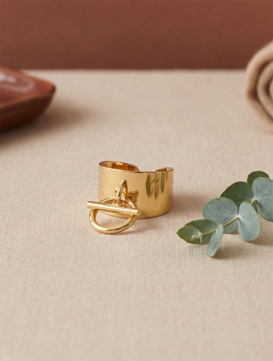 Bague large pampille femoir T - Or - 1