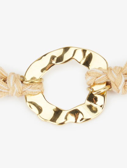 Bracelet en chaînes et fils tressés - Or/taupe - 3