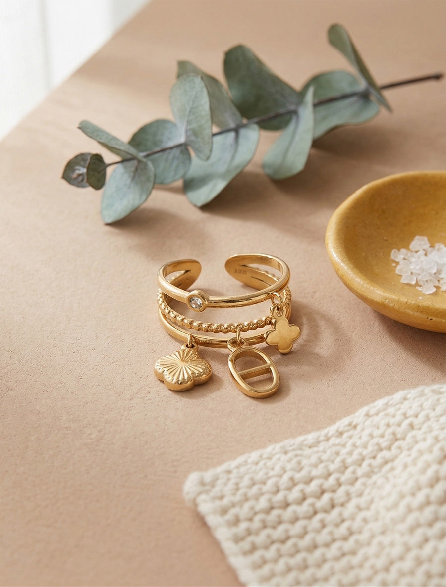 Bague à triple pendantes - Or - 1