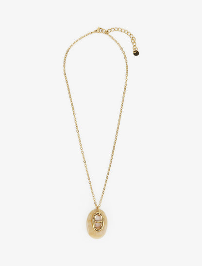 Collier à pendentif oval - Or/beige - 2