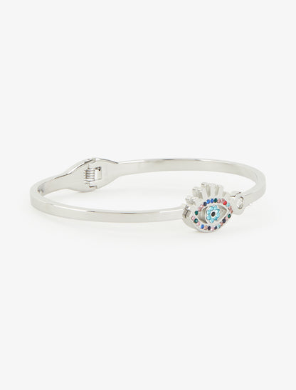 Jonc motif oeil à strass - Argent/bleu - 2