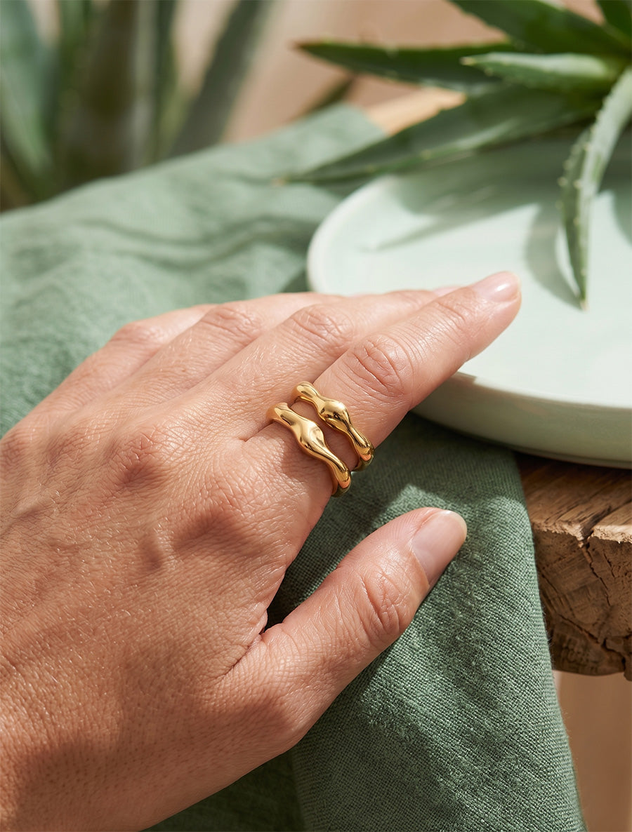 Bague ouverte effet martelé - Or - 1