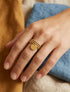 Bague à petites billes et breloque ronde - Or - 1