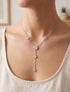 Collier fin en Y à fleurs - Argent - 1