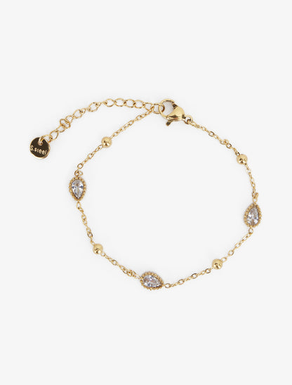 Bracelet gouttes ornées de zircons - Or - 2