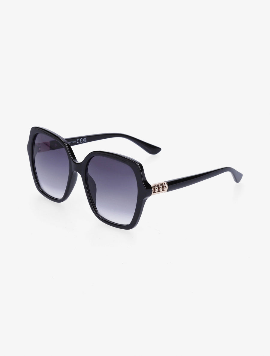 Lunettes de soleil arrondies oversize - Noir - 1