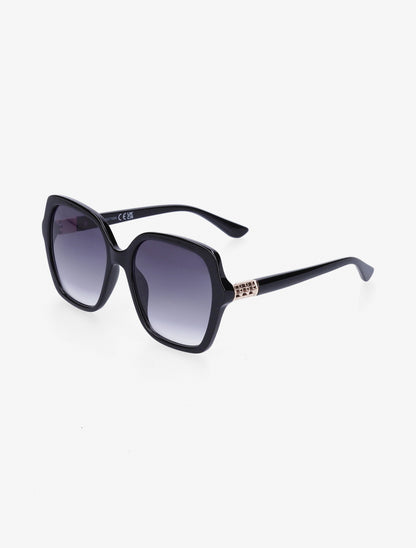 Lunettes de soleil arrondies oversize - Noir - 1