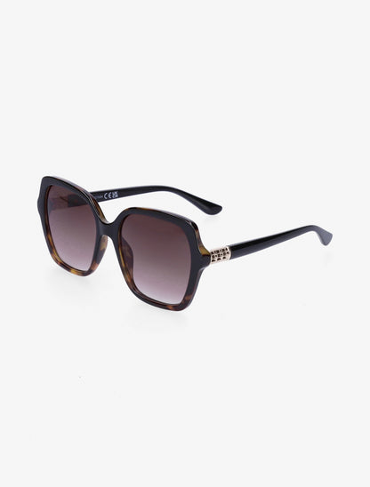 Lunettes de soleil arrondies oversize - Marron - 1