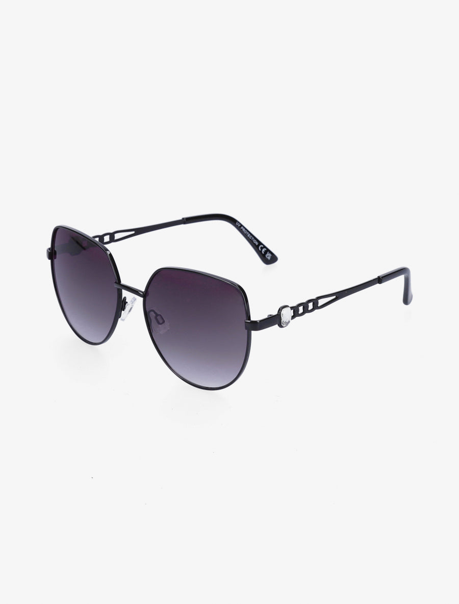 Lunettes de soleil rondes oversize - Noir - 1