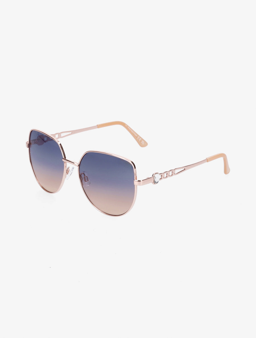 Lunettes de soleil rondes oversize - Bleu/rose - 1