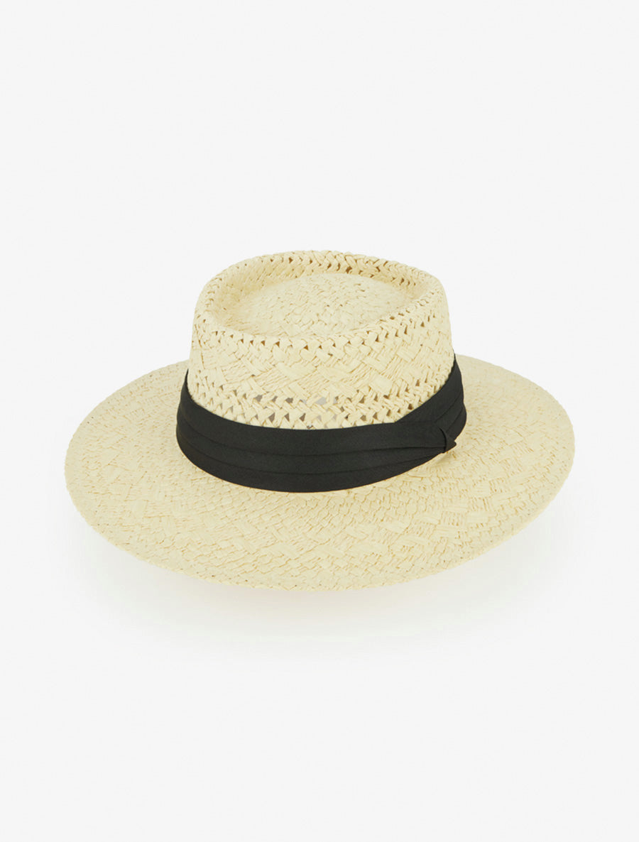 Chapeau de paille à ruban - Beige - 1