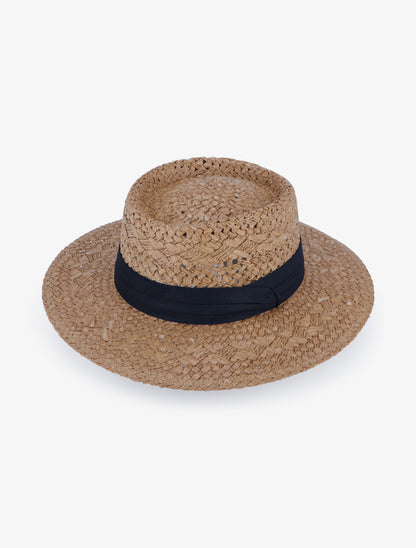 Chapeau de paille à ruban - Camel - 1