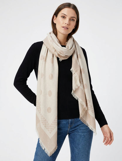 Echarpe carrée irisée à motif pois - Beige
