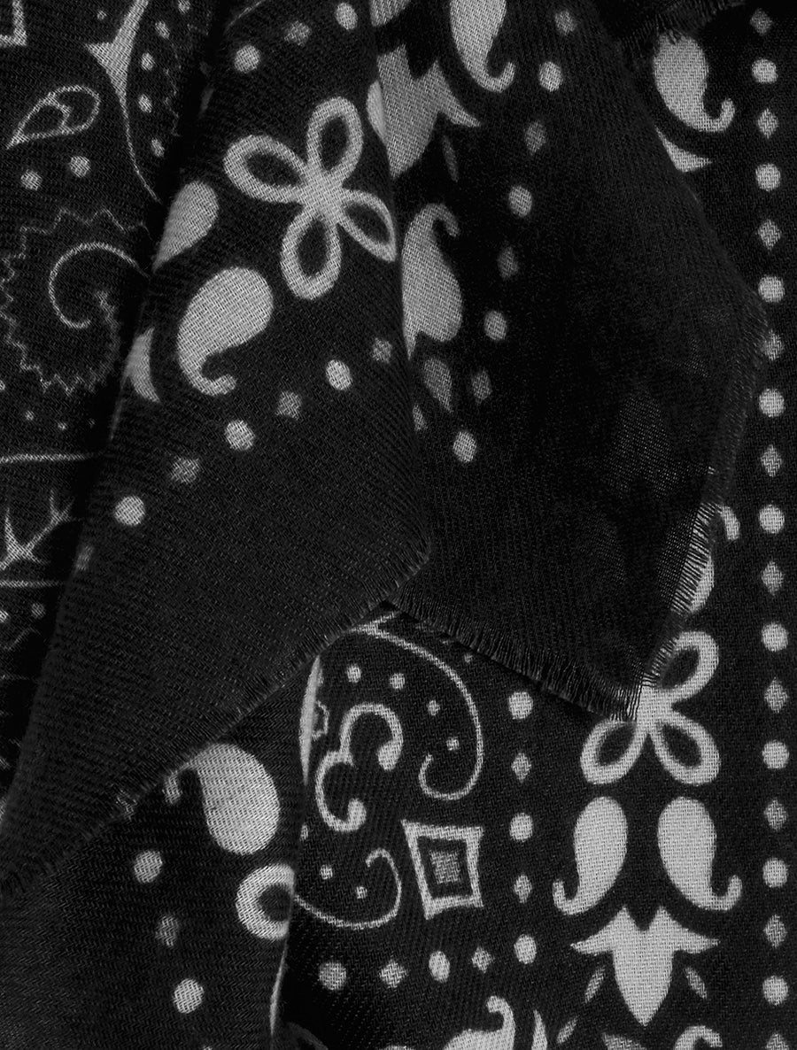 Echarpe rectangulaire à motif bandana - Noir - 3