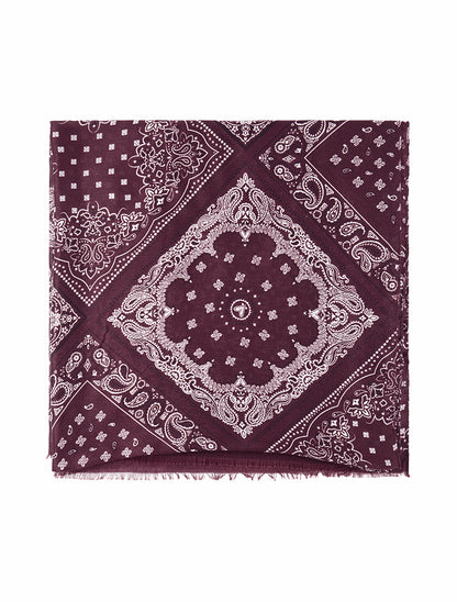 Echarpe imprimé bandana en coton mélangé - Lie de vin - 2
