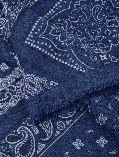 Echarpe imprimé bandana en coton mélangé - Bleu - 3