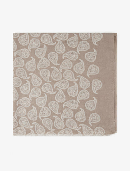 Echarpe en laine mélangée à imprimé cachemire - Taupe - 2