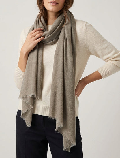 Echarpe unie à bords effilochés - Taupe