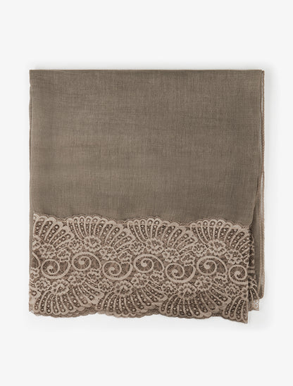 Foulard effet froissé à empiècement dentelle - Taupe - 2