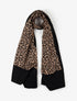 Echarpe imprimé léopard à bords contrastants - Noir/beige - 1