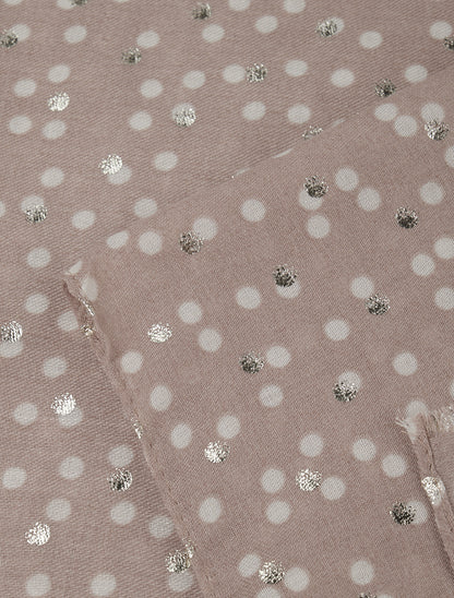 Echarpe en coton mélangé à imprimé pois irisés - Taupe - 3