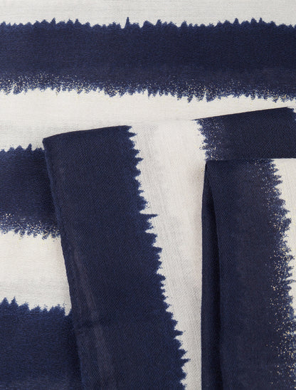 Echarpe en coton mélangé à imprimé rayures avec des touches irisées - Marine - 3