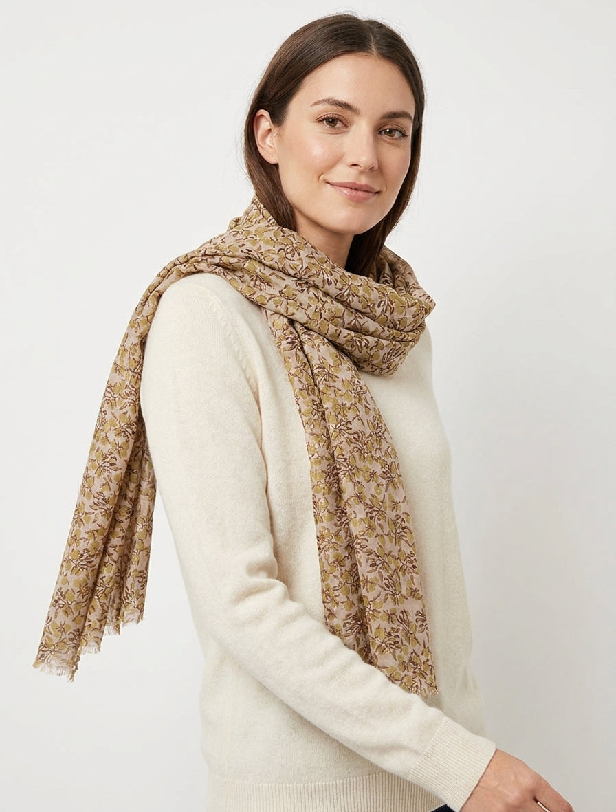 Foulard à imprimé baies irisées - Moutarde