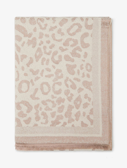 Echarpe molletonnée à motif léopard - Beige - 2